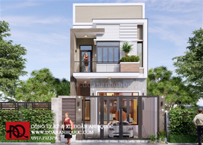 Thiết kế nhà Phan Thiết, Xây nhà trọn gói Phan Thiết, Thi công nhà trọn gói Phan Thiết, Thiết kế Thi công nội thất Phan Thiết Bình Thuận, Công ty Xây dựng Bình Thuận, Thiết kế nhà Bình Thuận, Xây nhà trọn gói Bình Thuận. Thiết kế nhà phố hiện đại 5.5x15m tại Phan Thiết_MS 09